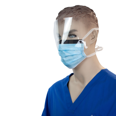 #2206 Dynarex Disposable Blue Pleated Surgical Face Masks with Ties & Splash Shield